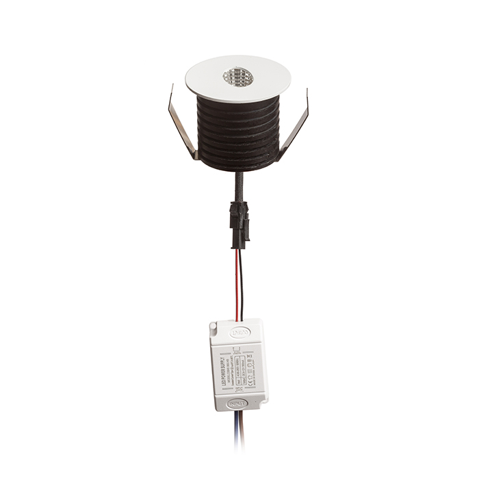 Corp de iluminat rotund cu LED de orientare încastrat pentru montarea în pereți falși sau boltă, RIO R alb 230V 3W 22° 3000K