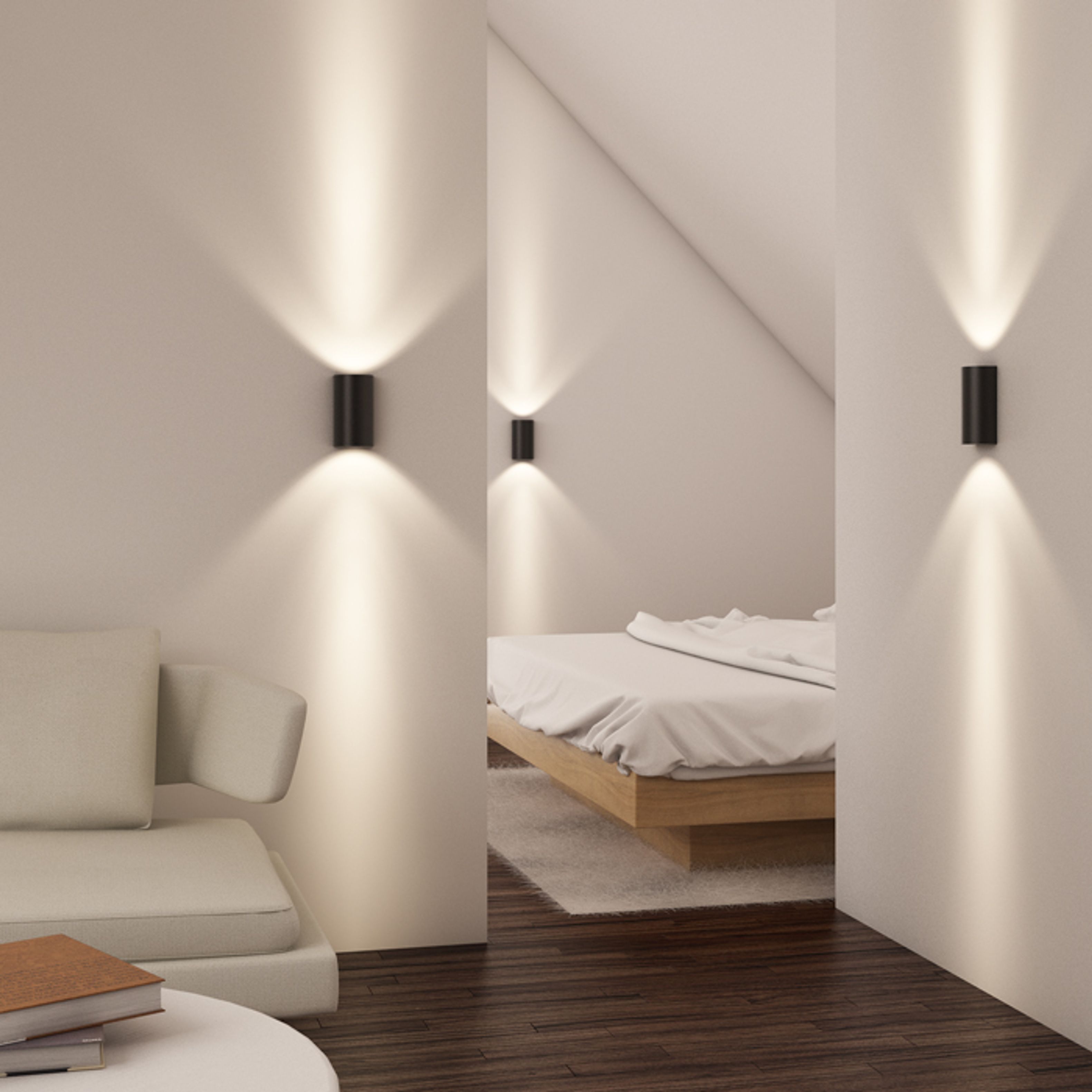 Corp de iluminat semirotund LED de perete cu iluminare SUS / JOS, DAFFY negru 230V 6W 3000K