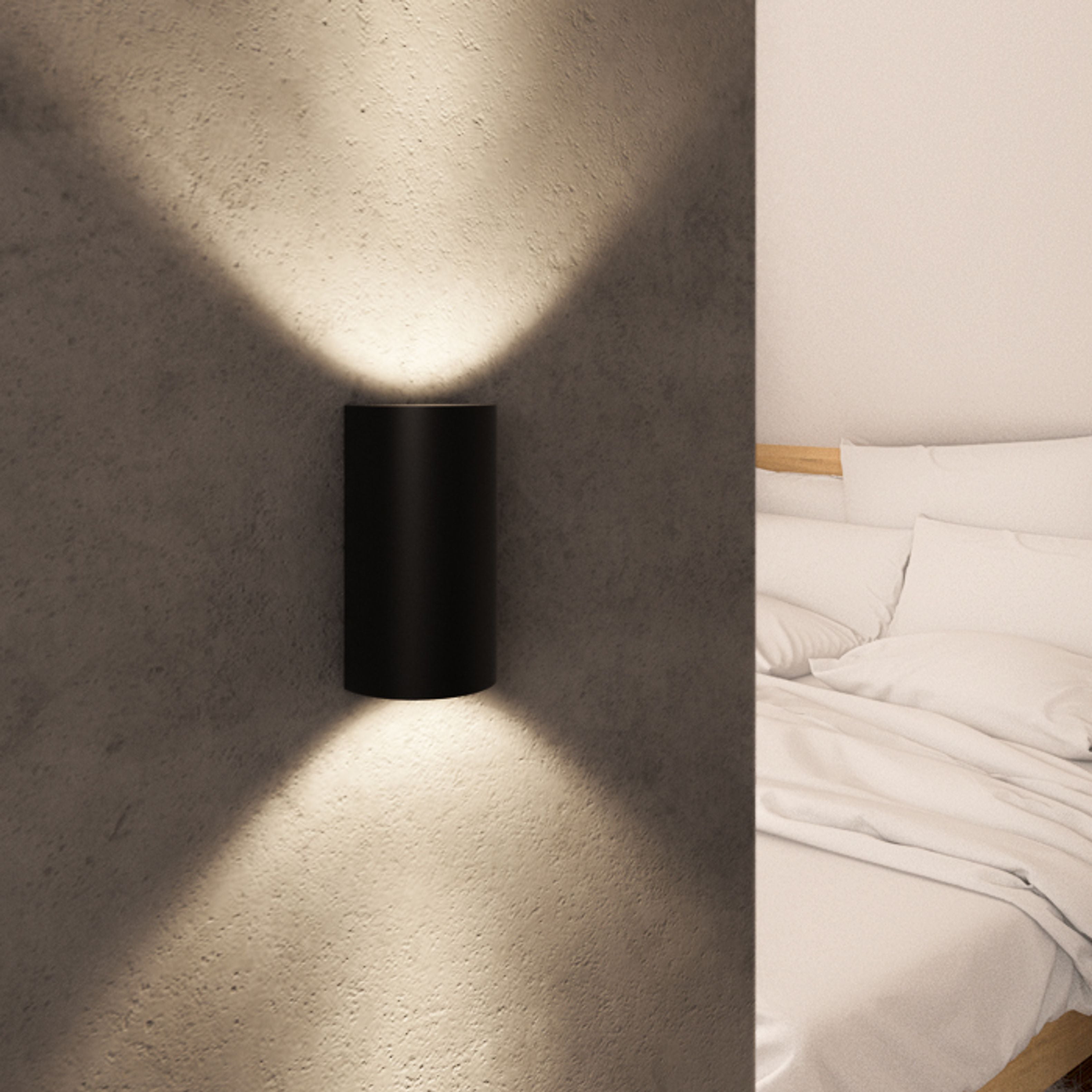 Corp de iluminat semirotund LED de perete cu iluminare SUS / JOS, DAFFY negru 230V 6W 3000K