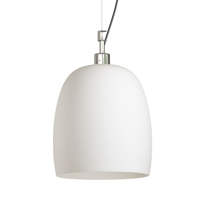 Corp de iluminat suspendat cu abajur de sticlă în două variante de culori, COROA NEW 28 opal/crom 230V LED E27 15W