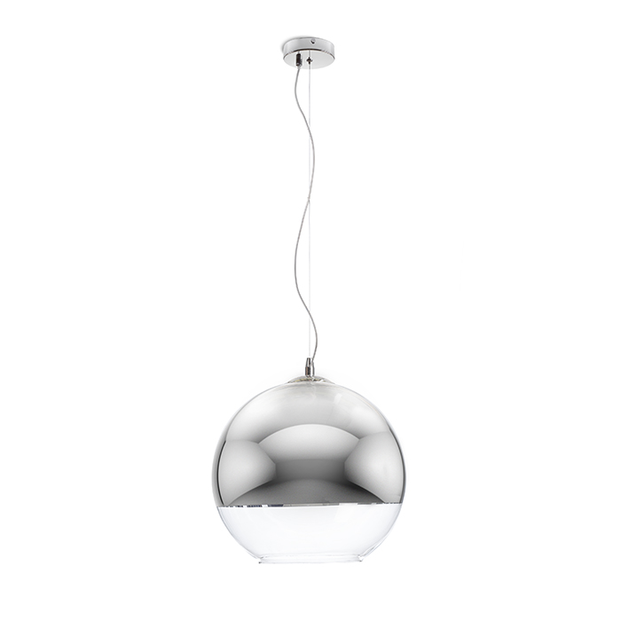 Corp de iluminat cu abajur de sticlă suflat manual, BEAU MONDE 35 suspendat de crom/sticlă transparentă 230V LED E27 15W