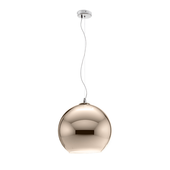 Corp de iluminat suspendat cu abajur de sticlă suflată manual, BEAU MONDE 25 de cupru 230V LED E27 15W