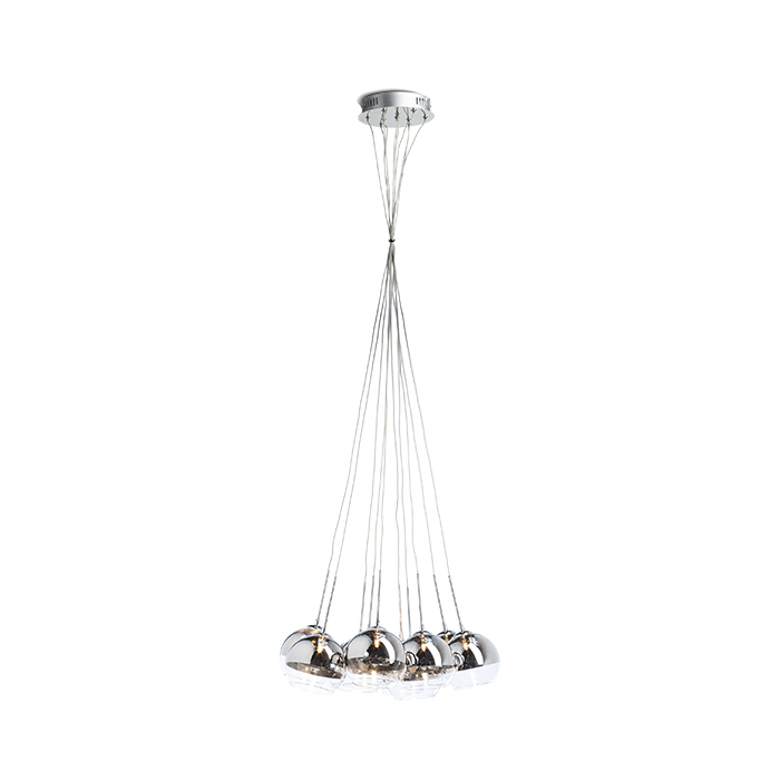 Corp de iluminat suspendat cu design și abajur de sticlă în două culori, ASTRAL de crom/sticlă transparentă 230V/12V G4 10x20W