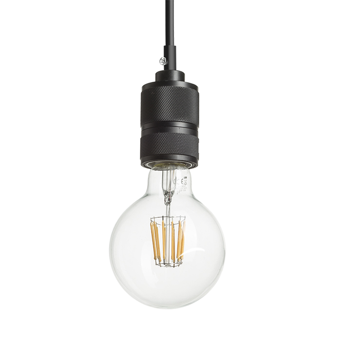 Corp de iluminat suspendat de tavan cu bază centrală și șase cabluri individuale de suspendare cu soclu E27 CINDY VI, negru, 230V, LED, 6x15W