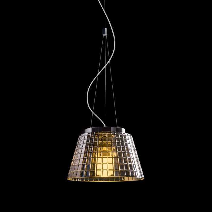 Corp de iluminat suspendat din sticlă structurată solidă, CORONA de crom 230V LED E27 15W