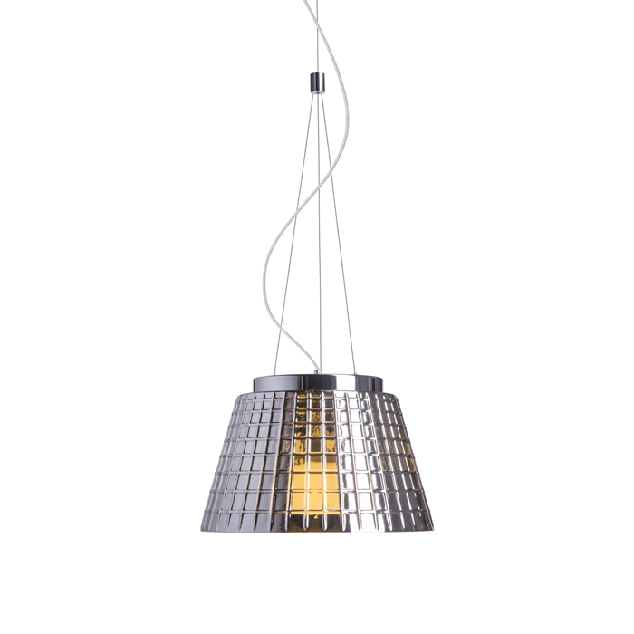 Corp de iluminat suspendat din sticlă structurată solidă, CORONA de crom 230V LED E27 15W