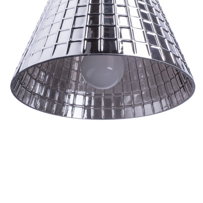 Corp de iluminat suspendat din sticlă structurată solidă, CORONA de crom 230V LED E27 15W