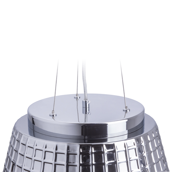 Corp de iluminat suspendat din sticlă structurată solidă, CORONA de crom 230V LED E27 15W