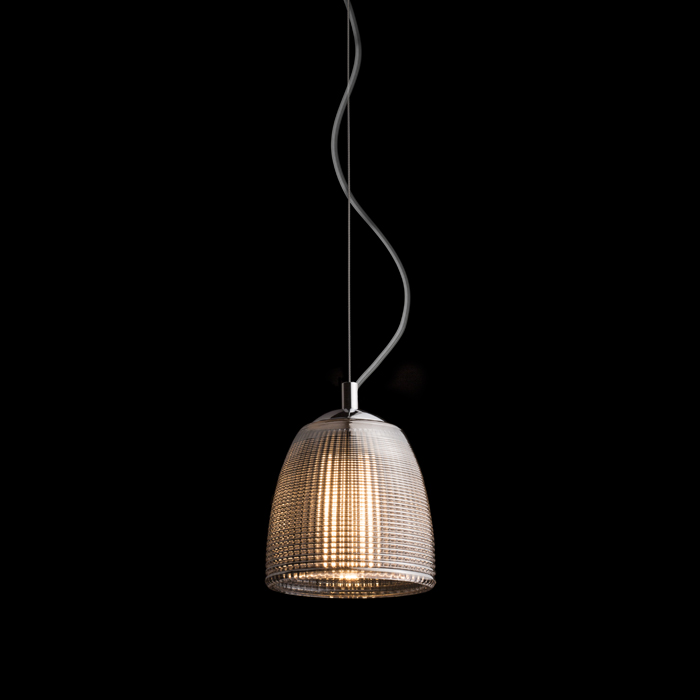 Corp de iluminat suspendat elegant din sticlă structurată și accesorii din crom, AZRIA afumată 230V LED G9 5W