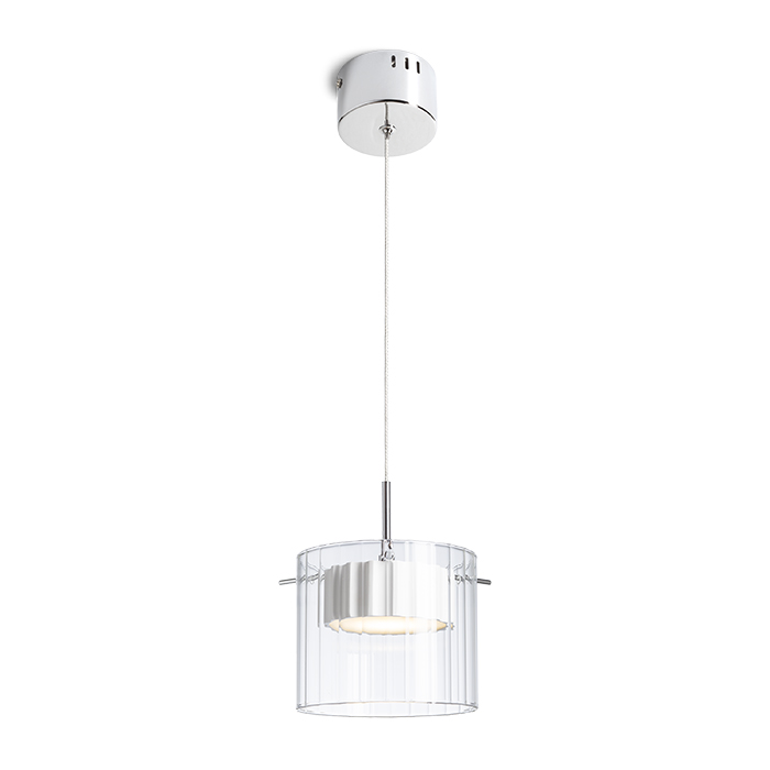 Corp de iluminat suspendat LED reflector din aluminiu vopsit dințat, acoperit cu abajur din sticlă, ESTRA I alb transparentă 230V 5W 3000K