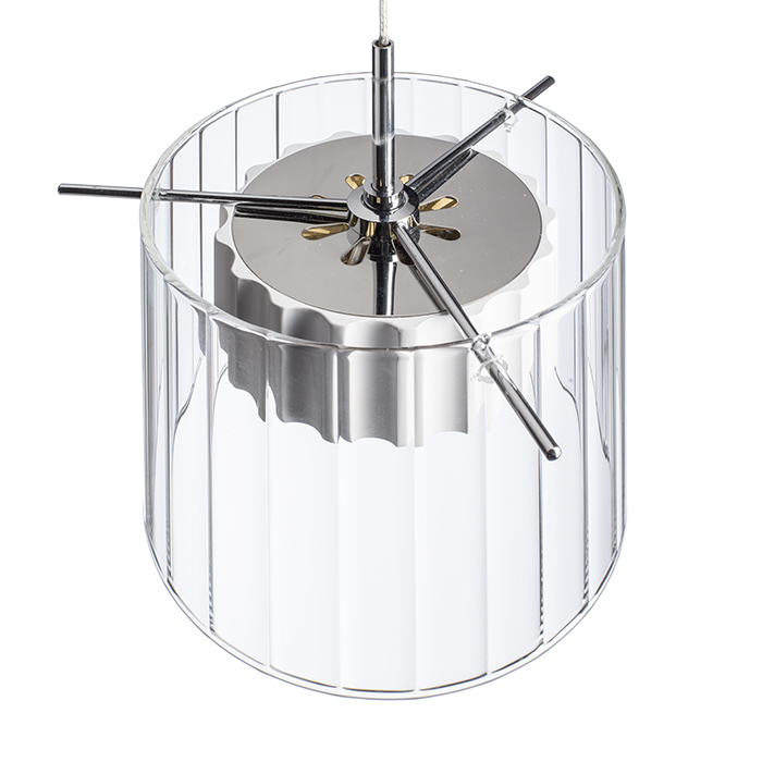 Corp de iluminat suspendat LED reflector din aluminiu vopsit dințat, acoperit cu abajur din sticlă, ESTRA I alb transparentă 230V 5W 3000K