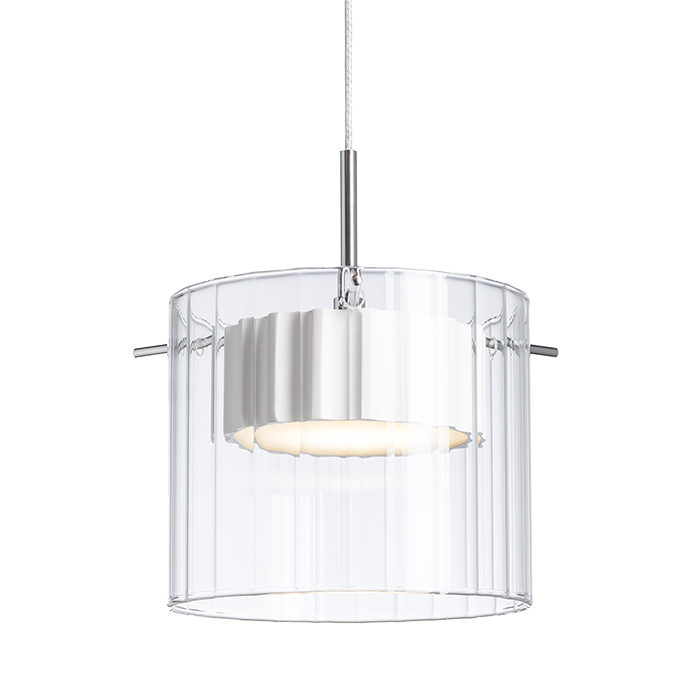 Corp de iluminat suspendat LED reflector din aluminiu vopsit dințat, acoperit cu abajur din sticlă, ESTRA I alb transparentă 230V 5W 3000K
