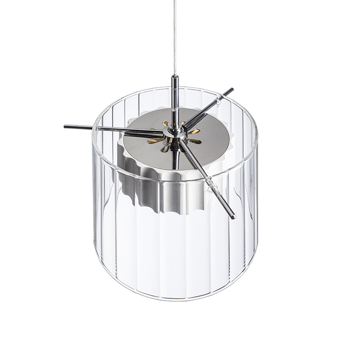 Corp de iluminat suspendat LED reflector din aluminiu vopsit dințat, acoperit cu abajur din sticlă, ESTRA I alb transparentă 230V 5W 3000K