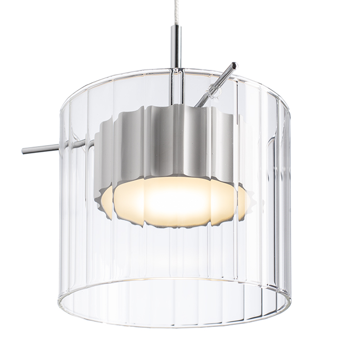 Corp de iluminat suspendat LED reflector din aluminiu vopsit dințat, acoperit cu abajur din sticlă, ESTRA I alb transparentă 230V 5W 3000K