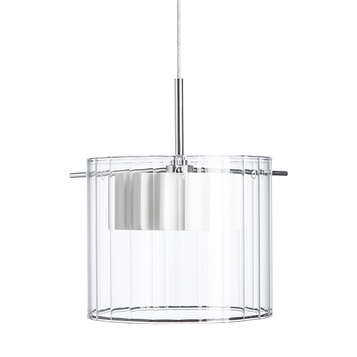 Corp de iluminat suspendat LED reflector din aluminiu vopsit dințat, acoperit cu abajur din sticlă, ESTRA I alb transparentă 230V 5W 3000K