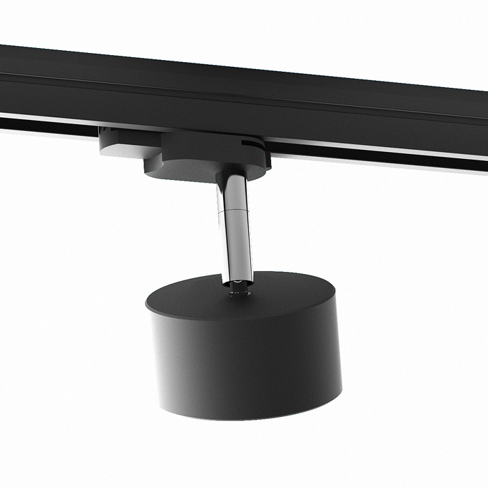 Corp de iluminatdin aluminiu cu adaptor înclinabil pentru șină cu trei circuite în trei culori, PIXIE sina cu 3-circuite negru crom 230V LED GX53 7W