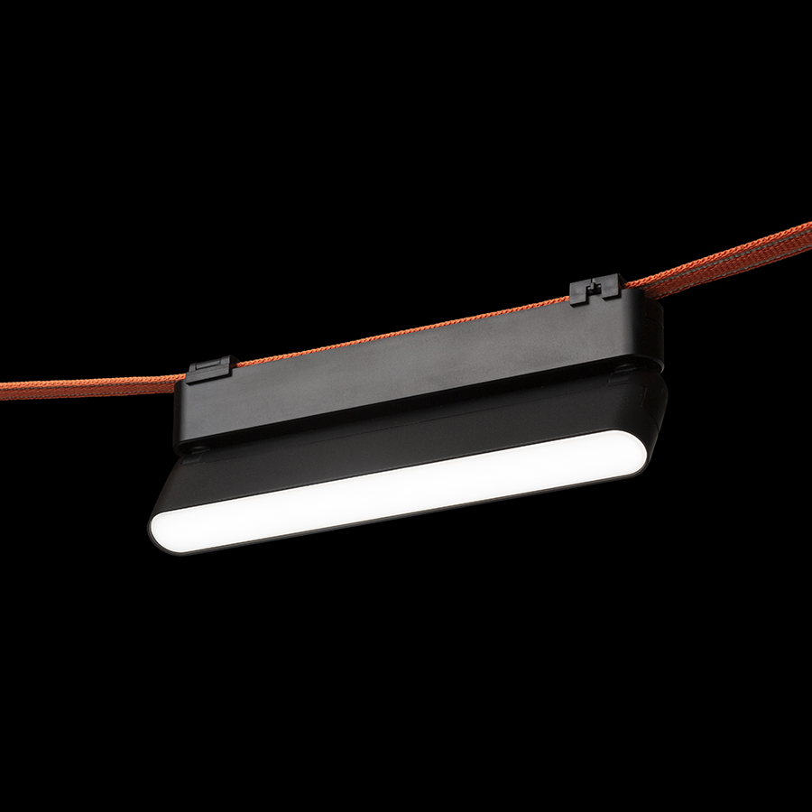 Lumina LED reglabila liniara pentru utilizare in sistemele VEGA 24V sau WAVE 24V, OXONIA 22 cu functie de inclinare sistemul VEGA/WAVE negru 24= 12W 110° 3000K 4000K 5700K