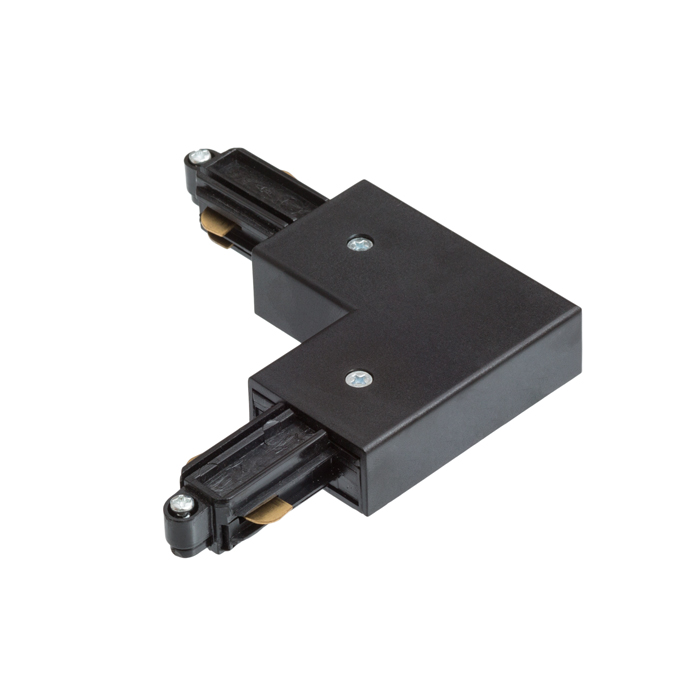 Îmbinare în L cu alimentare pentru o șină cu un singur circuit, 1F L conector exterior negru 230V