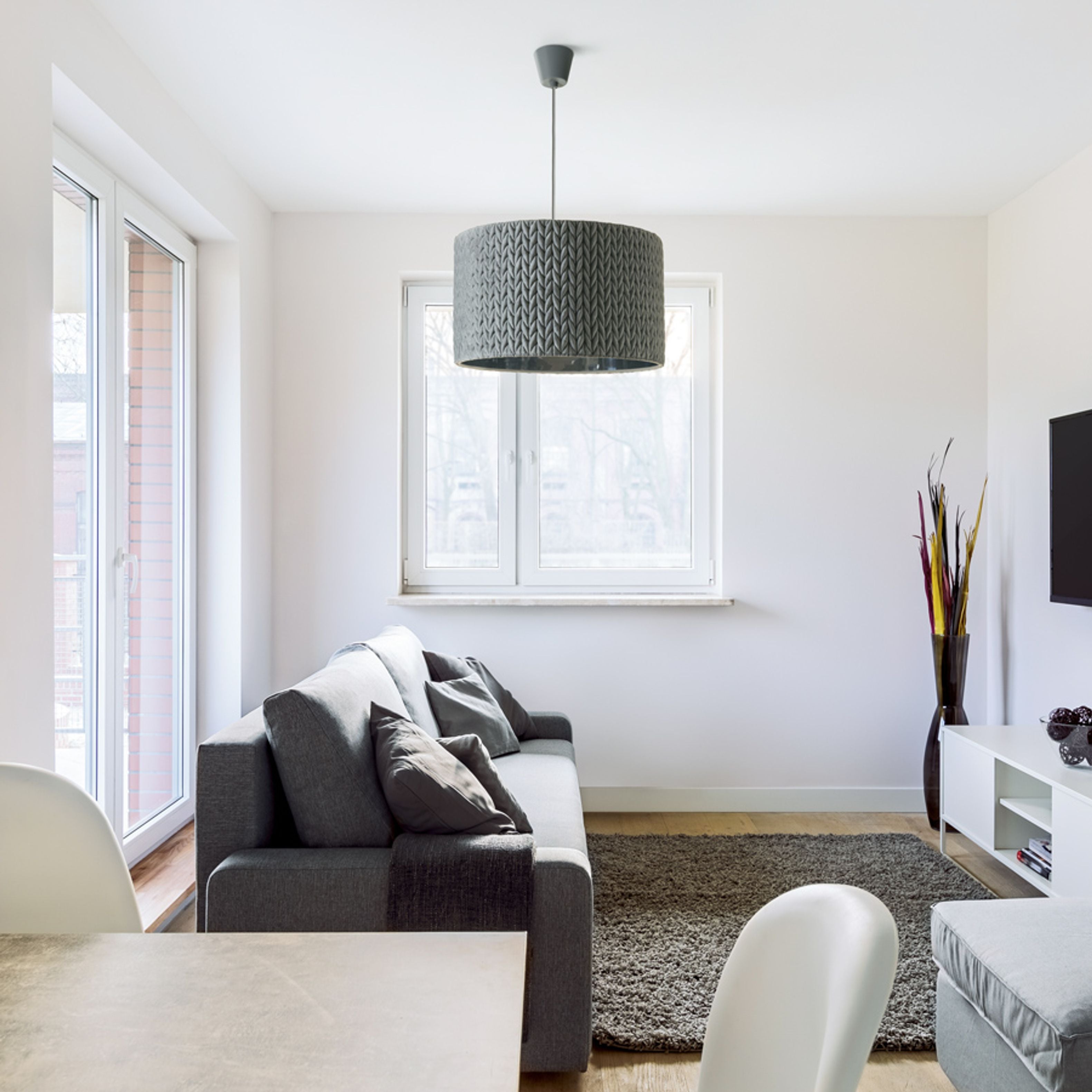 Lampă agăţată tricotată în design gri, AINO 40 suspendat crom 230V LED E27 15W