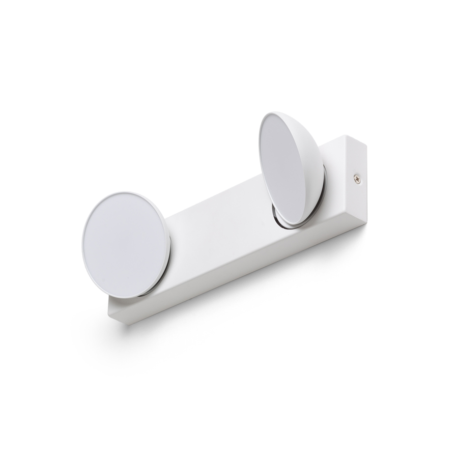 Lampa LED montata la suprafață, cu un cap rotativ in formă de farfurie si un difuzor de culoare opal, ELISEO II montat pe suprafață alb 230V 2x5W 3000K