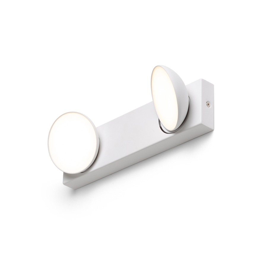 Lampa LED montata la suprafață, cu un cap rotativ in formă de farfurie si un difuzor de culoare opal, ELISEO II montat pe suprafață alb 230V 2x5W 3000K