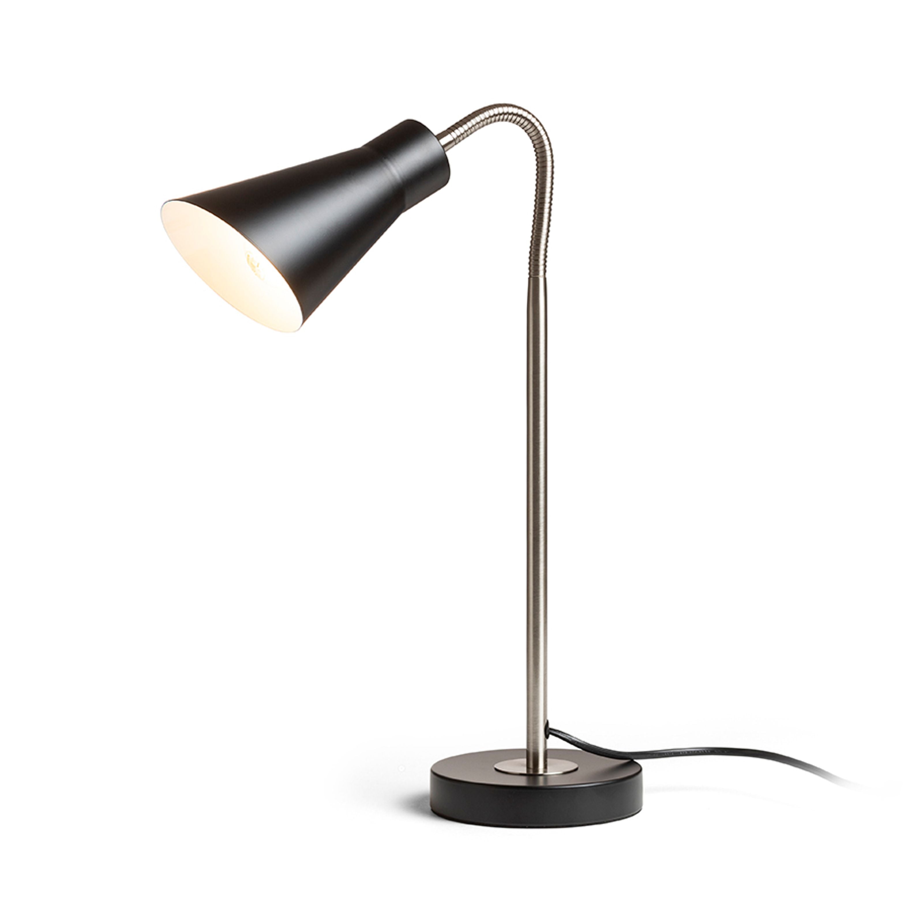 Lampă de masă din metal cu brat reglabil pentru utilizare cu o sursa de lumina E27 adecvata, ANIKA negru mat nichel 230V LED 15W
