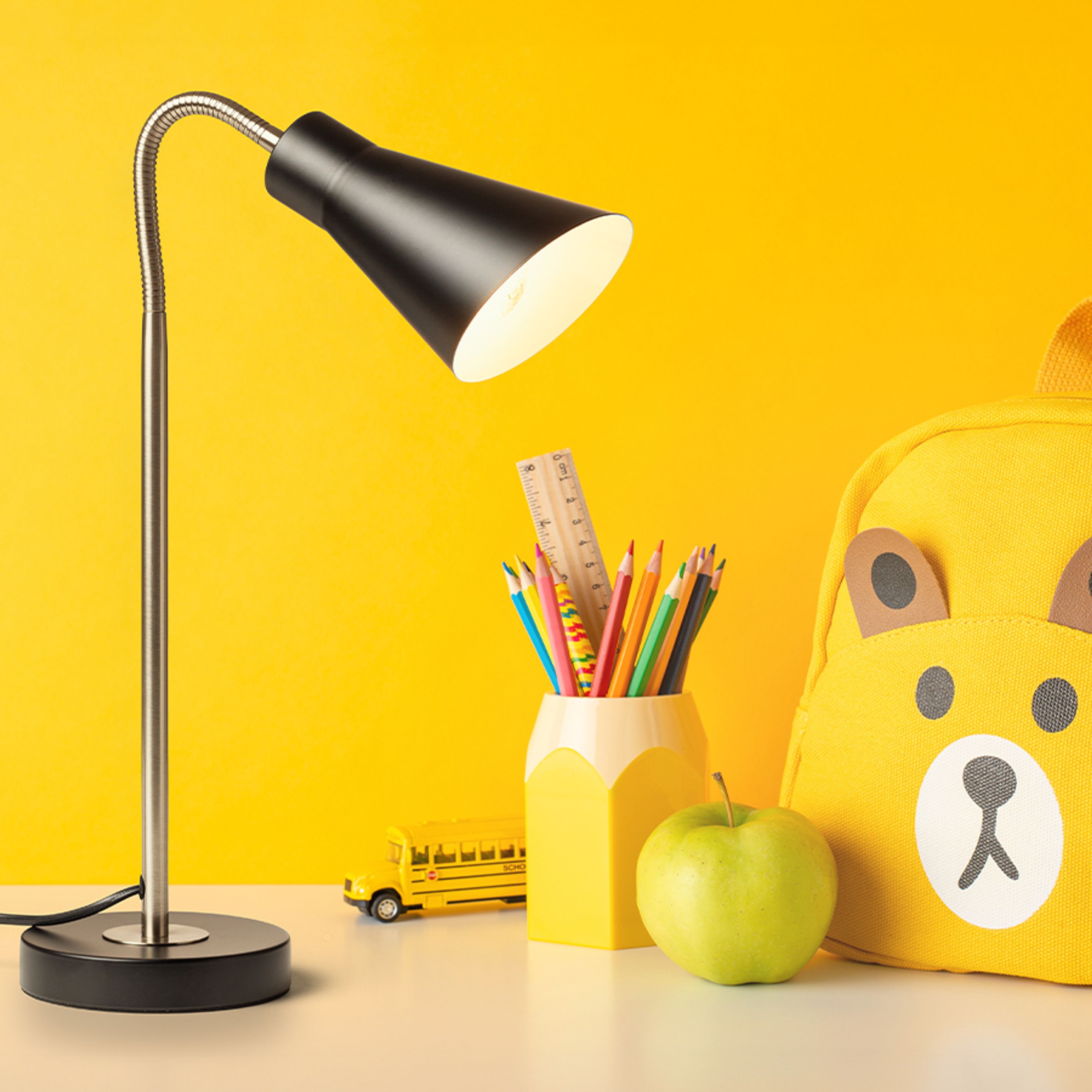Lampă de masă din metal cu brat reglabil pentru utilizare cu o sursa de lumina E27 adecvata, ANIKA negru mat nichel 230V LED 15W