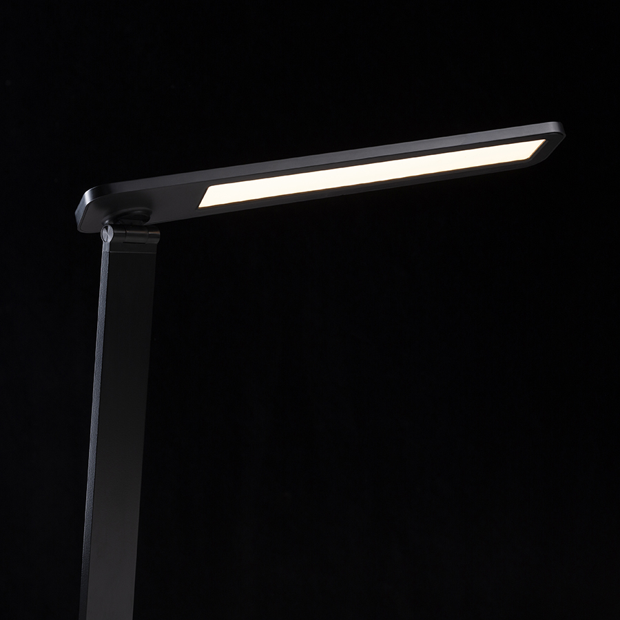 Lampa LED compacta pentru birou, cu cap alungit pentru o iluminare mai larga, cu un intrerupator de, MAREK DIMM de masă negru 230V 6W 3000K 4000K 6500K