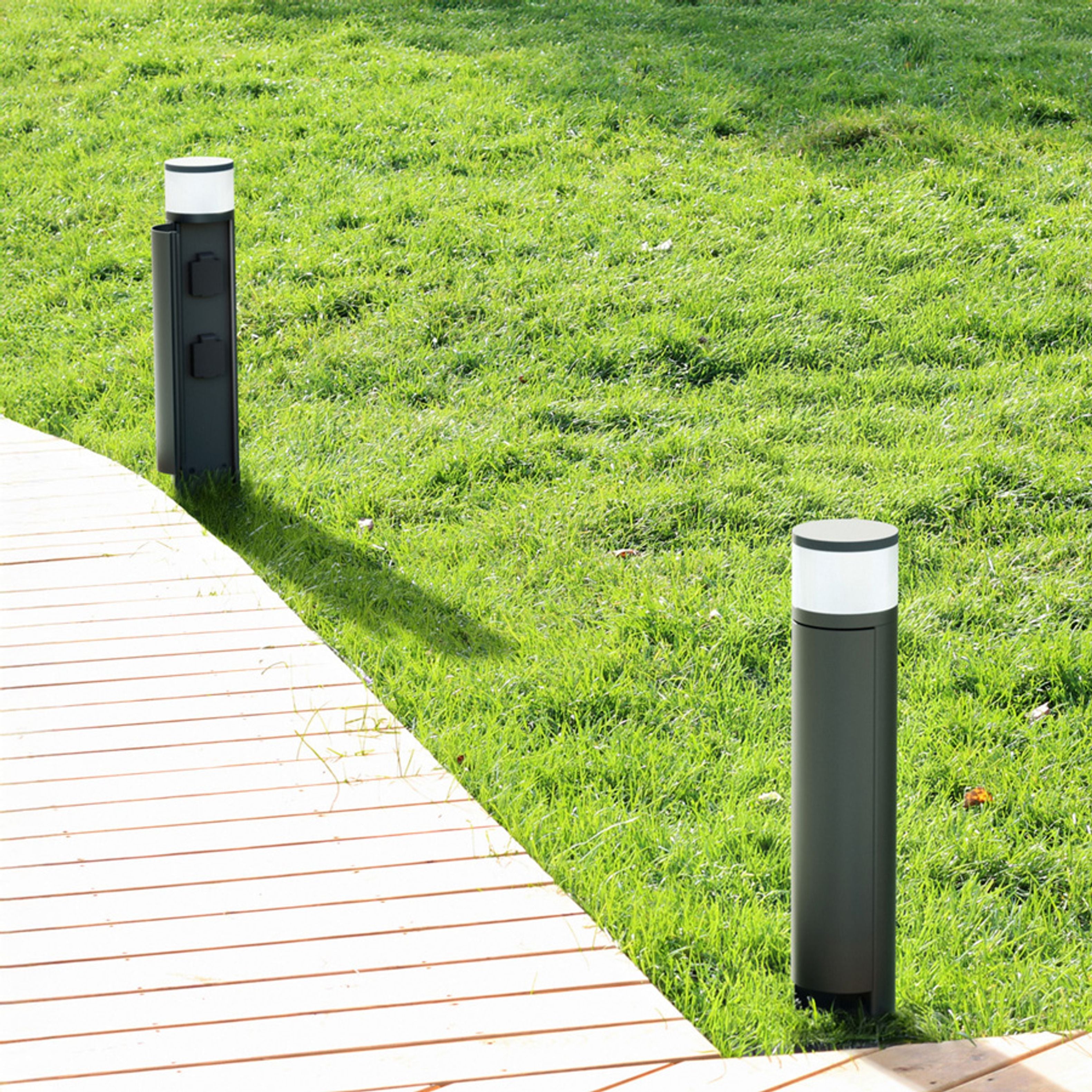 Lampă bolard de exterior cu două prize electrice (Tip E) pentru sursă de lumina LED G9, JEAN 50 cu antracit 230V G9 5W IP54