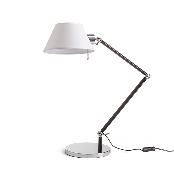 Lampă cu două brațe pentru masă cu abajur din textil, MONTANA de alb/negru crom 230V LED E27 11W