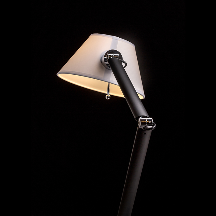 Lampă cu două brațe pentru masă cu abajur din textil, MONTANA de alb/negru crom 230V LED E27 11W