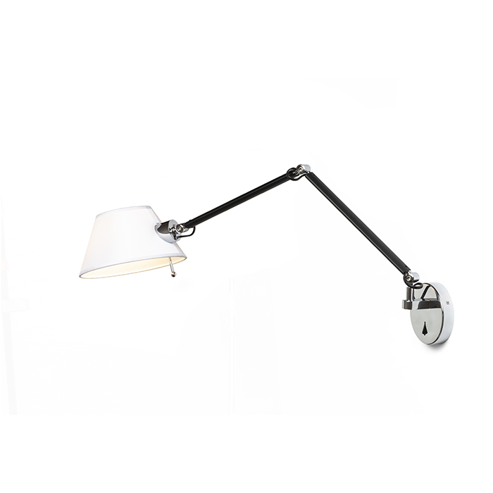 Lampă cu două brațe pentru perete cu abajur din textil, MONTANA de alb/negru crom 230V LED E27 11W