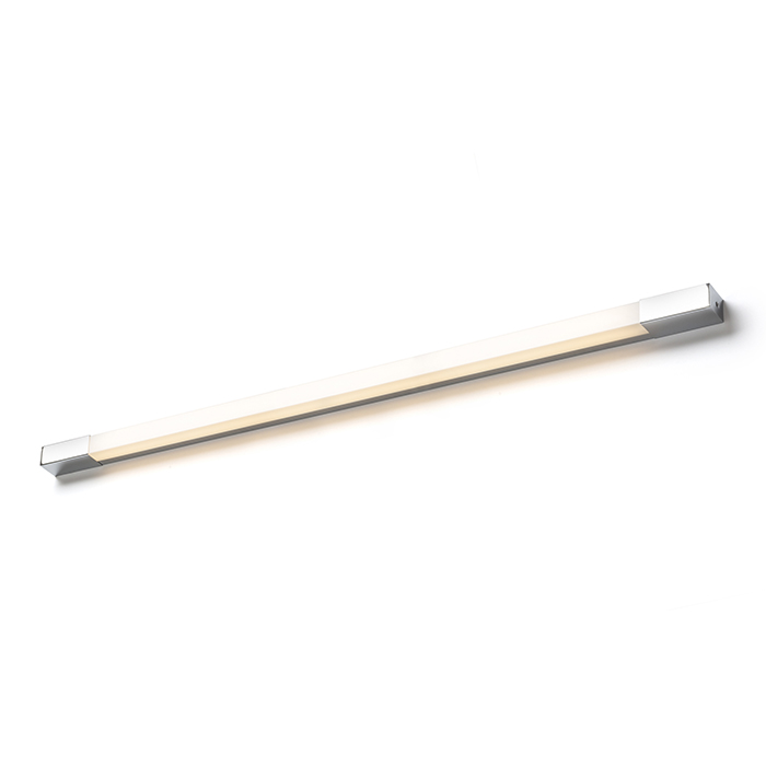 Lampă de baie LED liniară, montată pe perete, cu capete cromate, potrivită deasupra oglinzii, AMENITY 120 de perete crom 230V 14W IP44 3000K