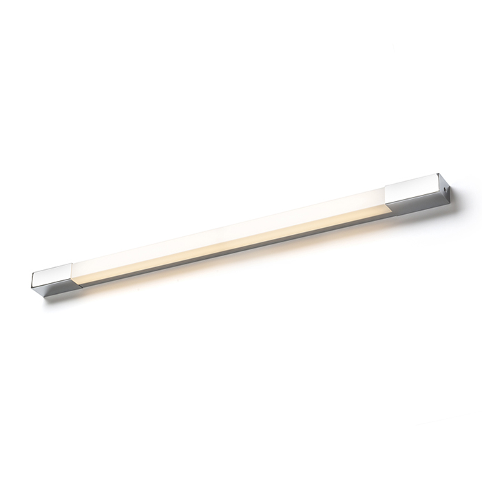 Lampă de baie LED liniară, montată pe perete, cu capete cromate, potrivită deasupra oglinzii, AMENITY 90 de perete crom 230V 11W IP44 3000K