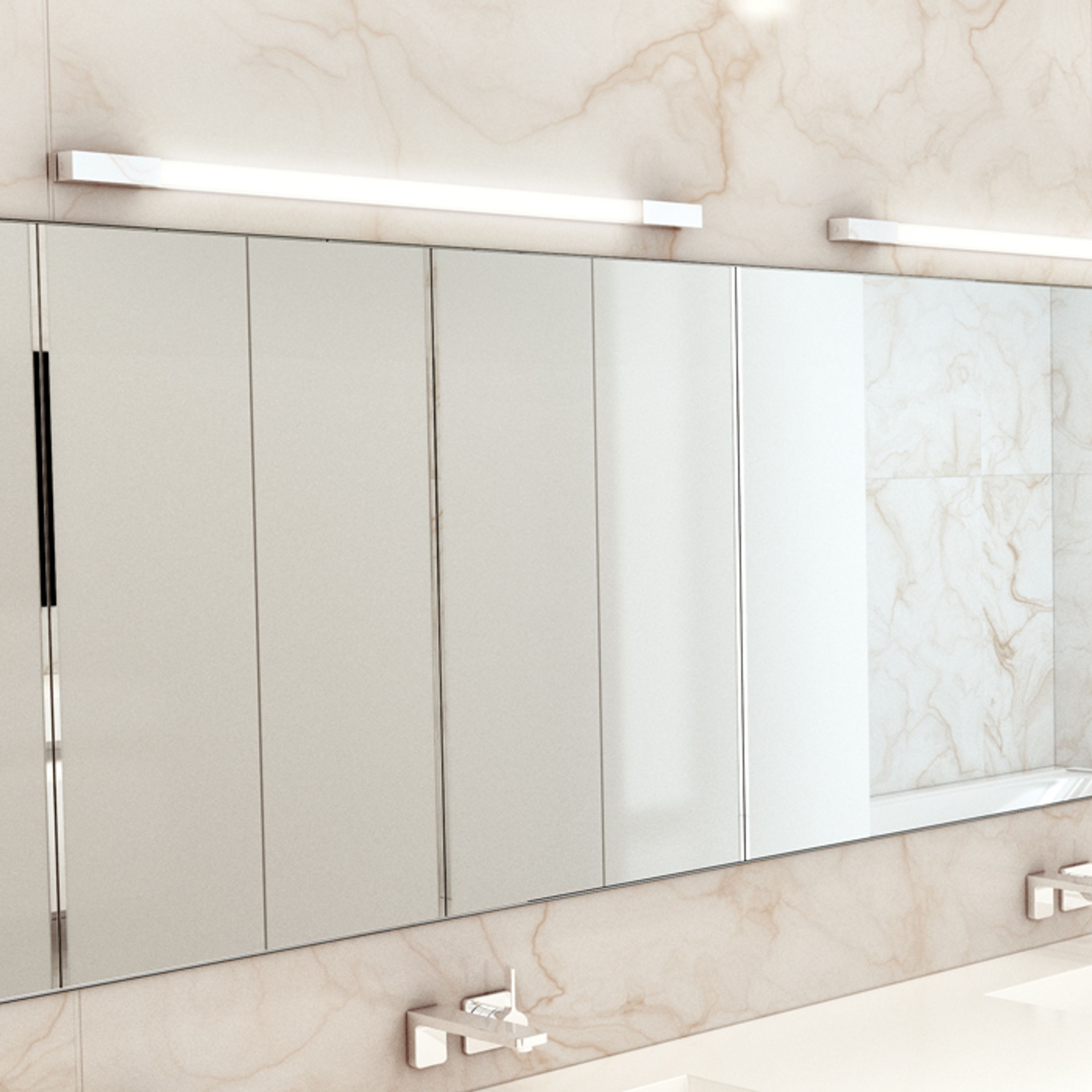Lampă de baie LED liniară, montată pe perete, cu capete cromate, potrivită deasupra oglinzii AMENITY 90, perete, crom, 230V, 11W, IP44, 3000K