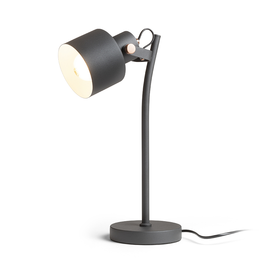 Lampă de masă cilindrica din metal pentru utilizare cu sursa de lumina E27 adecvata, CELEIA negru mat cupru pieptănat 230V LED 11W