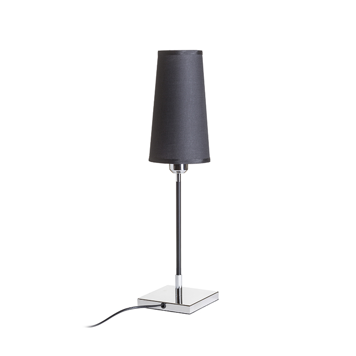 Lampă de masă cu abajur conic textil cu prindere E27, LULU negru crom 230V LED 8W