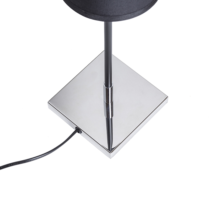 Lampă de masă cu abajur conic textil cu prindere E27, LULU negru crom 230V LED 8W