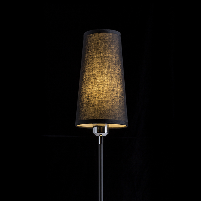 Lampă de masă cu abajur conic textil cu prindere E27, LULU negru crom 230V LED 8W