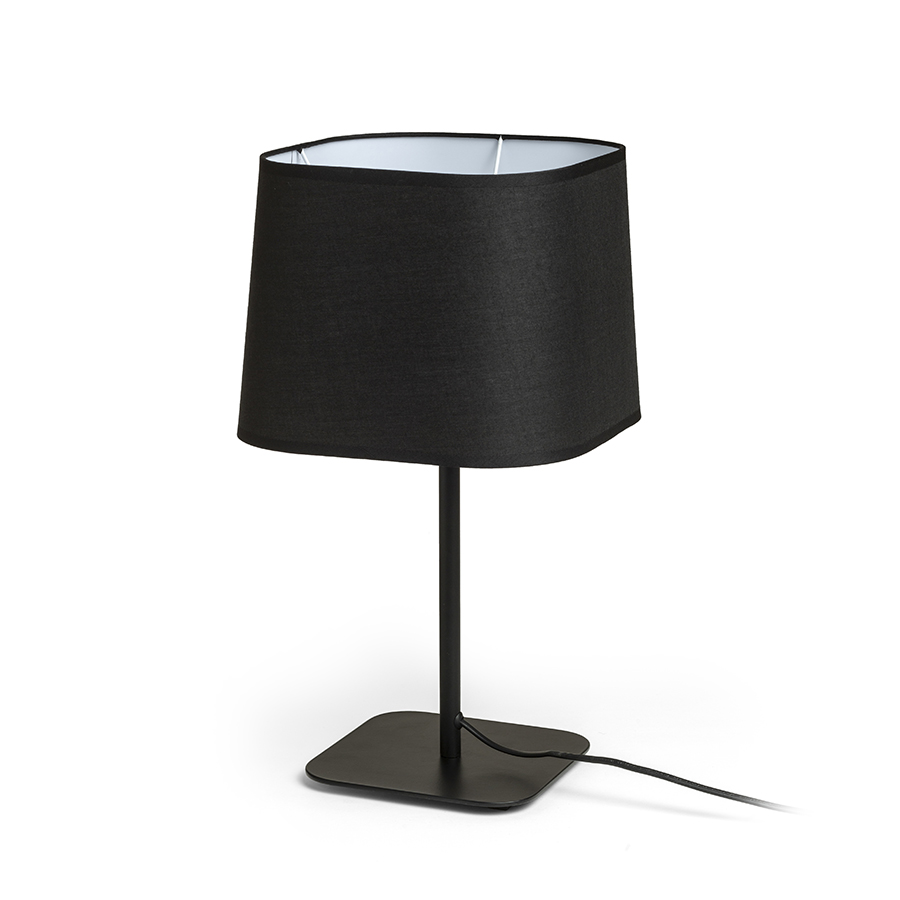 Lampă de masă cu umbră textilă unghiulară și bază metalică, PERTH negru/negru 230V LED E27 11W