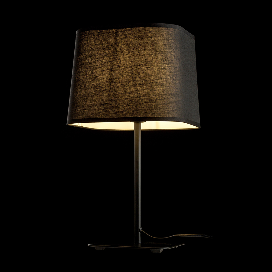 Lampă de masă cu umbră textilă unghiulară și bază metalică, PERTH negru/negru 230V LED E27 11W