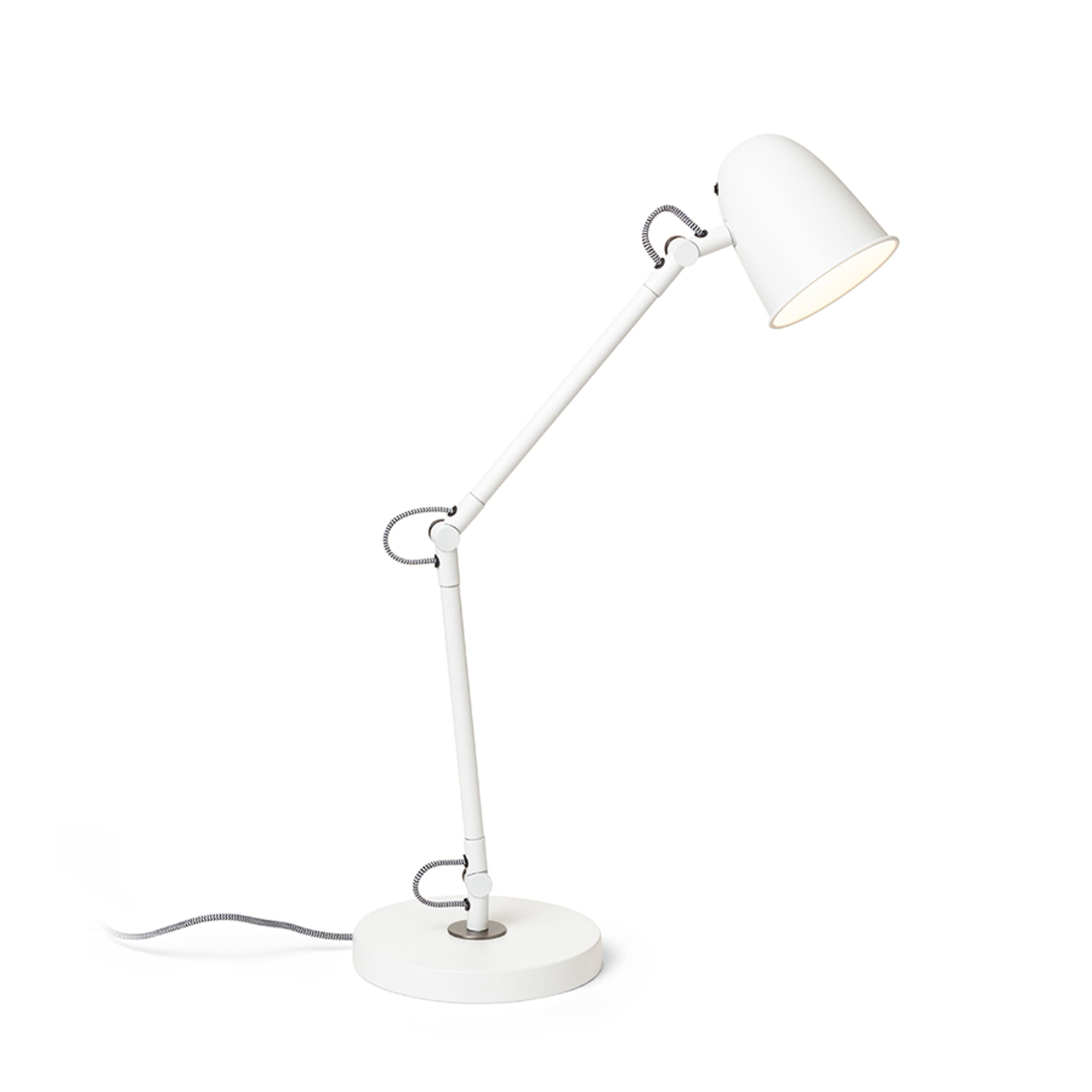 Lampă de masa cu doua brațe reglabile pentru surse LED cu soclu E14, DANNY de masă alb nichel mat 230V 5W