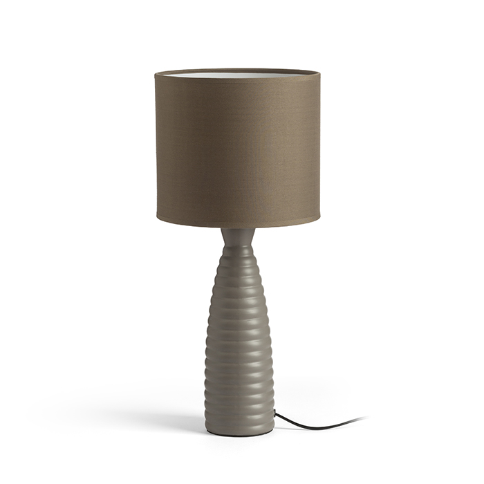 Lampă de masă decorativă cu abajur textil, LAURA gri bej 230V LED E27 15W