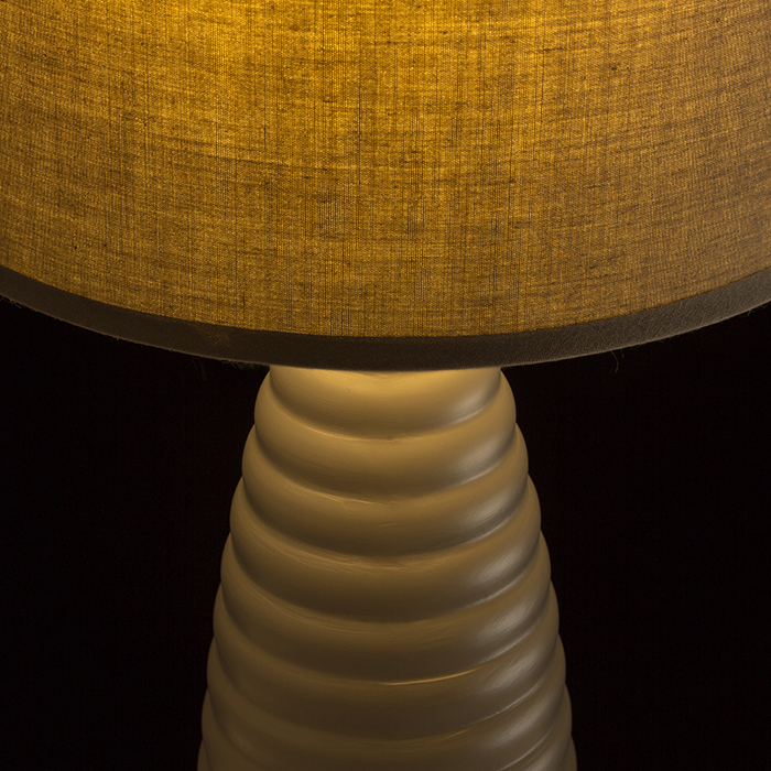 Lampă de masă decorativă cu abajur textil, LAURA gri bej 230V LED E27 15W