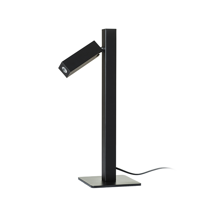 Lampă de masă în design pătrat cu un reflector LED reglabil, FADO negru 230V 3W 45° 3000K