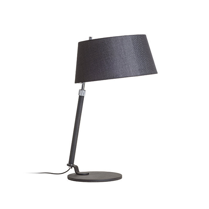Lampă de masă în finisaj crom negru și abajur textil cu reglare telescopică pentru a regla, RITZY 230V LED E27 15W