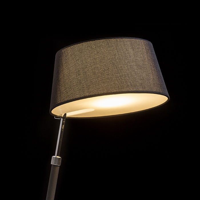 Lampă de masă în finisaj crom negru și abajur textil cu reglare telescopică pentru a regla, RITZY 230V LED E27 15W