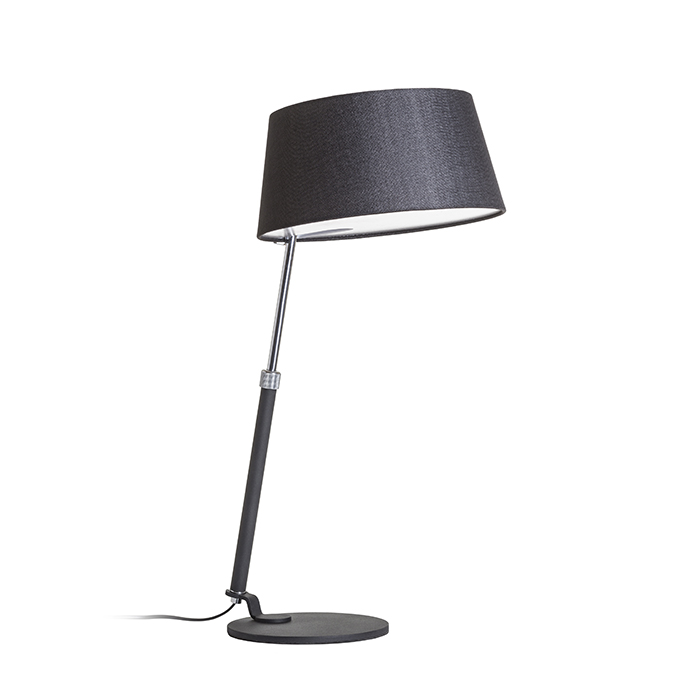 Lampă de masă în finisaj crom negru și abajur textil cu reglare telescopică pentru a regla, RITZY 230V LED E27 15W