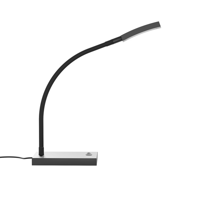Lampă de masă LED pe gât flexibil cu comutator pe suport și cap dreptunghiular pentru dispersie, FRISCO T negru 230V 4.2W 120° 3000K