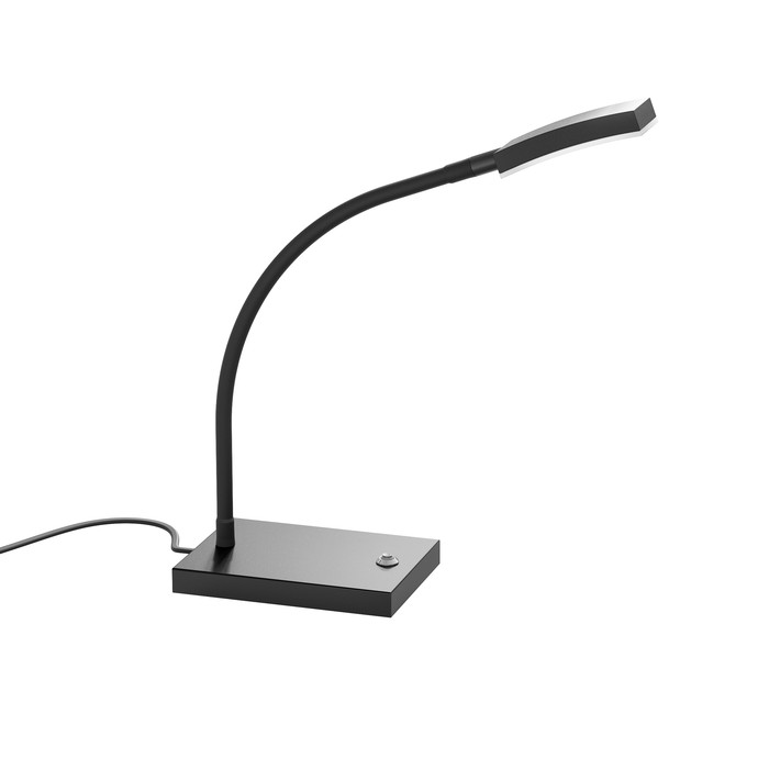 Lampă de masă LED pe gât flexibil cu comutator pe suport și cap dreptunghiular pentru dispersie, FRISCO T negru 230V 4.2W 120° 3000K